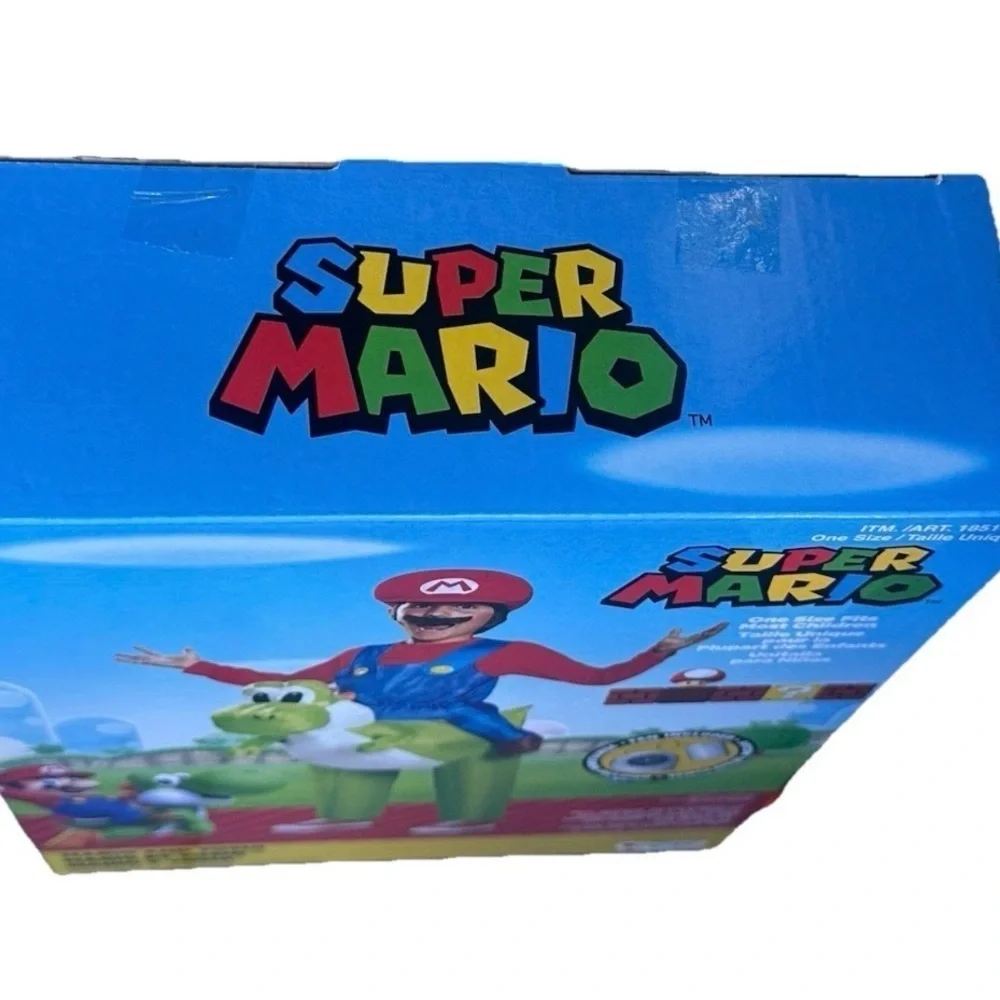 Super Mario Riding Yoshi Inflatable Halloween Costume Nintendo Kids One Size NEW